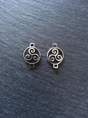 Triple Spiral Triskelion Stainless Steel Connector Charm for Leather Bracelets 15x22x3mm