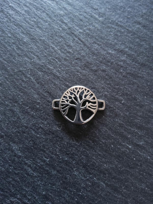 Tree of Life Stainless Steel Connector Charm for Leather Bracelets 15.5x22x3mm Inactive