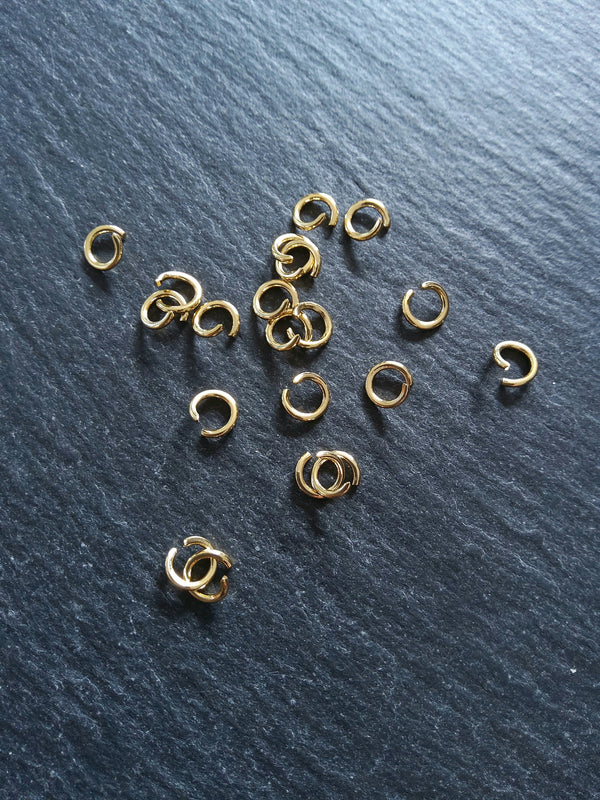 40 or 200 Genuine 14K Gold Plated 6mm Diameter Strong Stainless Steel Jump Rings 1mm (18 Gauge)