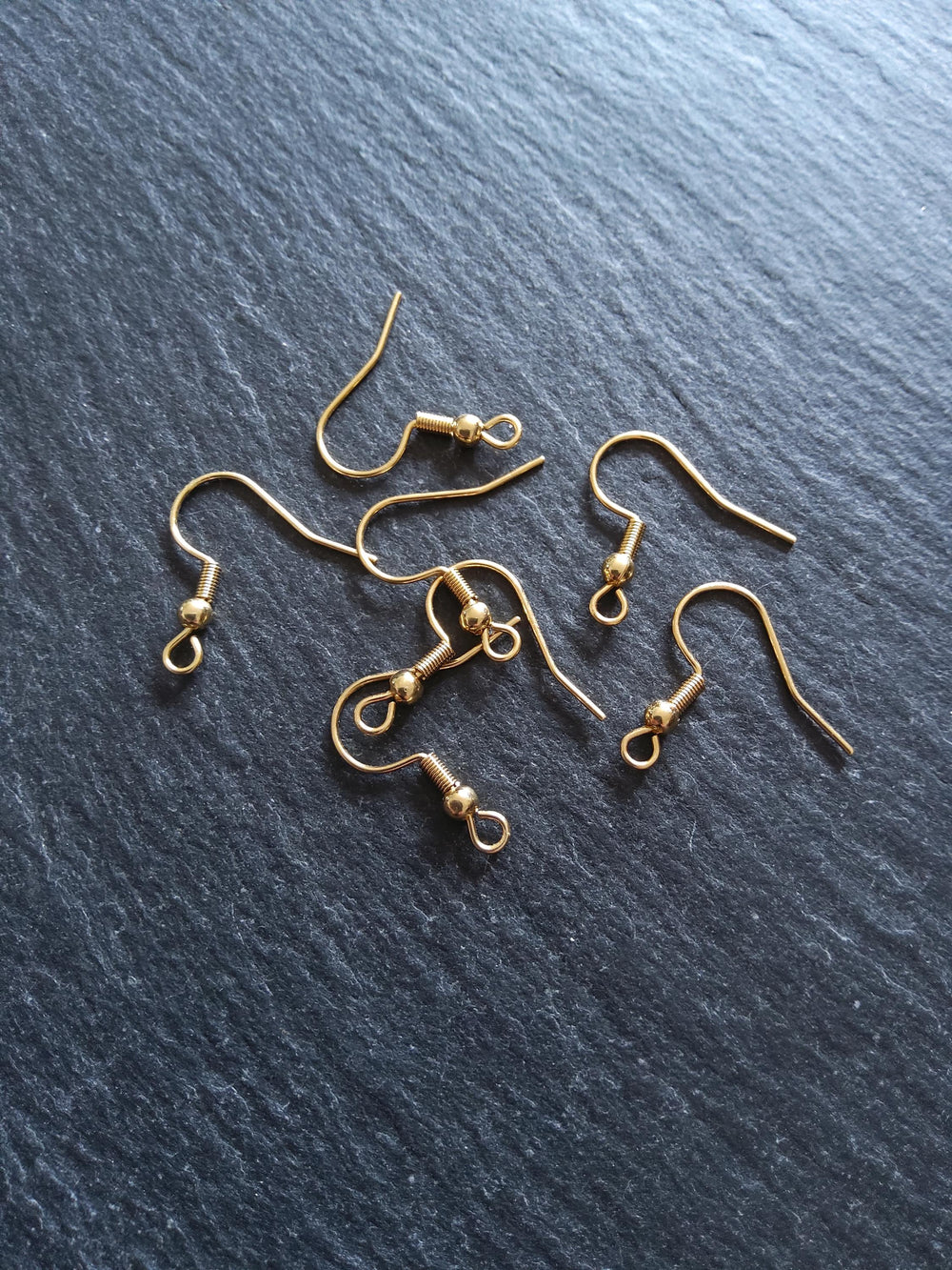 10 or 50 Genuine 18K Yellow Gold Plated Steel Earring Hooks 20x20mm - ContentedCatz