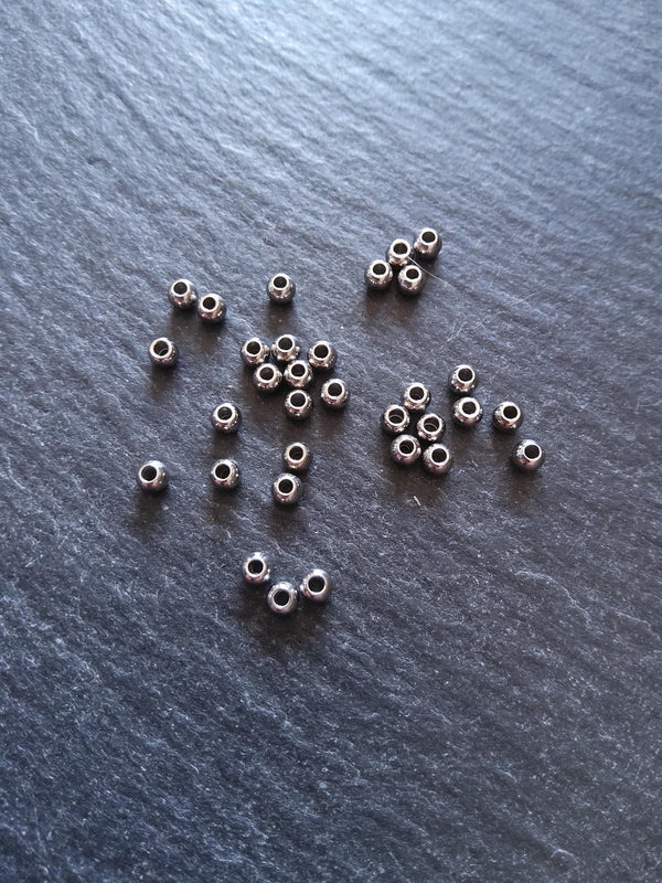 200 or 1000 Stainless Steel 3mm Round Spacer Hollow Beads Hole: 1mm - ContentedCatz