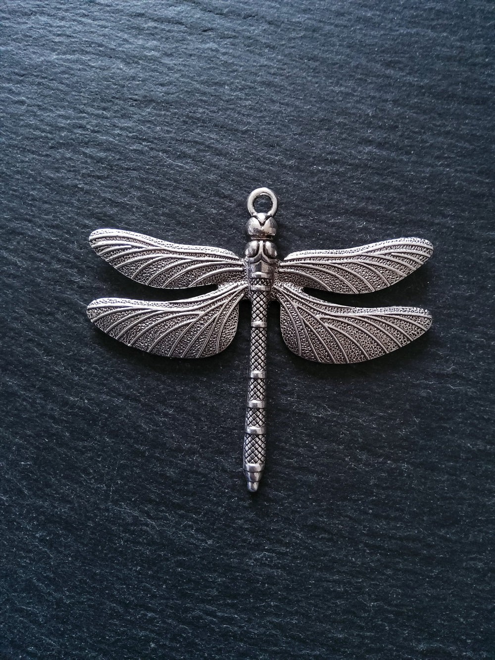 Large Dragonfly Pendant Antique Sterling Silver Plated 63x72x5mm Nickel FREE - ContentedCatz