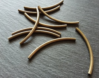 10 or 50 Antique Bronze Tube beads 50mm ( 2 inch ) Curved Spacer 50x3mm - ContentedCatz