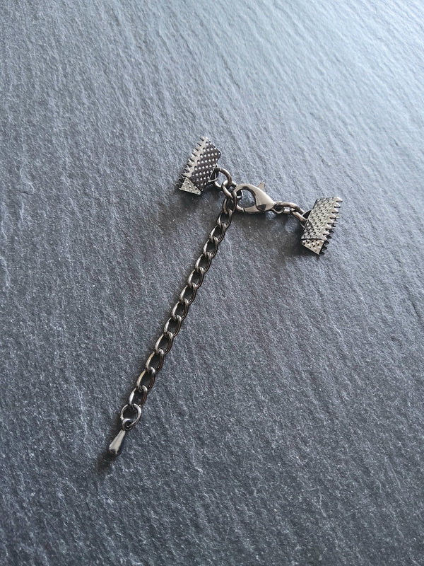 5 Gunmetal Crimp End Sets for 6mm, 8mm, 10mm, 13mm, 16mm, 20mm or 30mm Wide Chokers - ContentedCatz