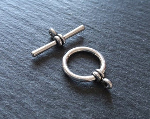 6 or 30 Sets of Antique Silver Tone Metal Alloy Toggle Clasps 21x16mm