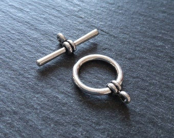 6 or 30 Sets of Antique Silver Tone Metal Alloy Toggle Clasps 21x16mm
