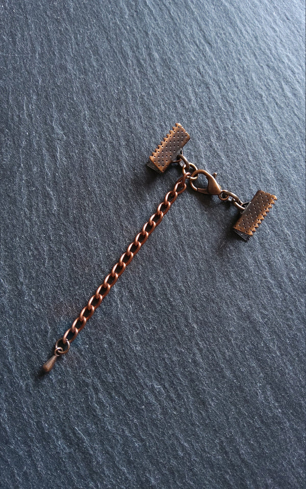 5 Antique Copper Crimp End Sets for Ribbon (Various Sizes)