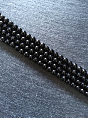 6.5mm Black Grade A Tourmaline Natural Polished Gemstone Round Beads Full 15.7 inch Strand (BLT6-5)