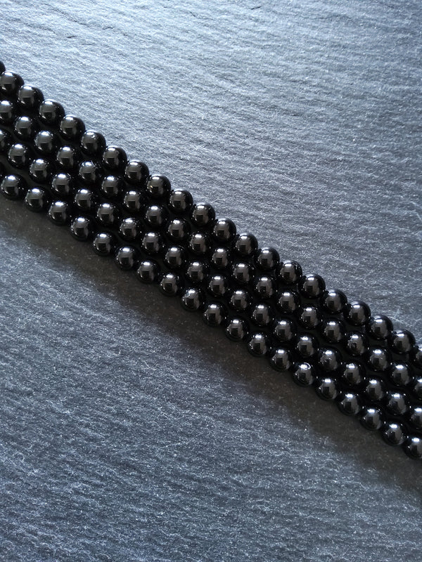 6.5mm Black Grade A Tourmaline Natural Polished Gemstone Round Beads Full 15.7 inch Strand (BLT6-5)