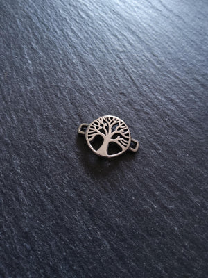 Tree of Life Stainless Steel Connector Charm for Leather Bracelets 15.5x22x3mm Inactive
