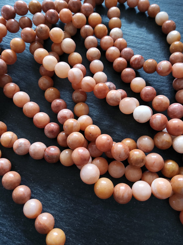 8.3mm Natural Dark Pink Aventurine Round Beads Undyed Full 15 Inch Strand (DPA8-4) - ContentedCatz