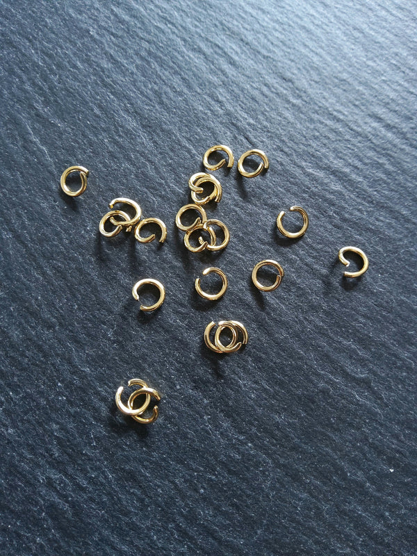 40 or 200 Genuine 14K Gold Plated 6mm Diameter Strong Stainless Steel Jump Rings 1mm (18 Gauge)