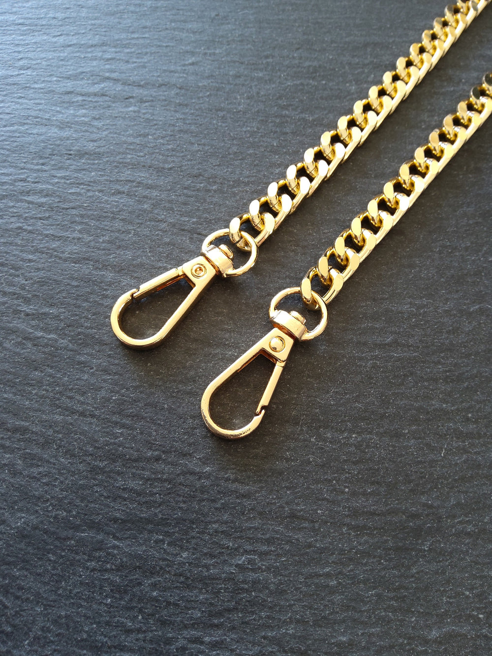 Lightweight Gold Tone Aluminium Chain Bag Strap with Clasps 63 inches (160cm) Long. 7mm Wide