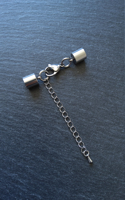 2 or 10 Stainless Steel End Cap Sets for 6.5mm Cord (7mm end caps)