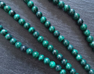 6mm Natural Malachite Grade AB Undyed Round Polished Dark Green Gemstone Beads Full 15.5 inch Strand