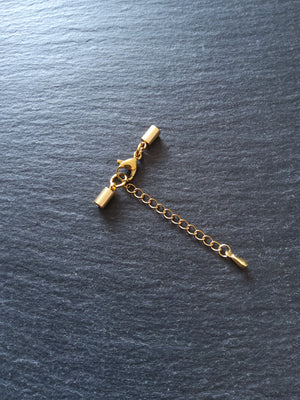 Gold Stainless Steel End Cap Sets for 2.5mm Cord Necklaces (3mm end caps)