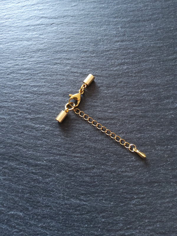 Gold Stainless Steel End Cap Sets for 2.5mm Cord Necklaces (3mm end caps)