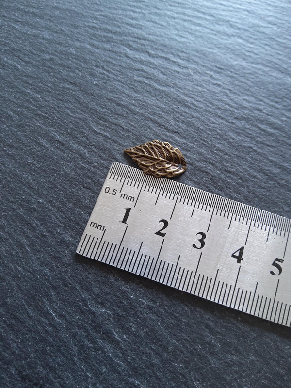 10 or 50 Antique Bronze One Brass Leaf Charms 18x10x1mm