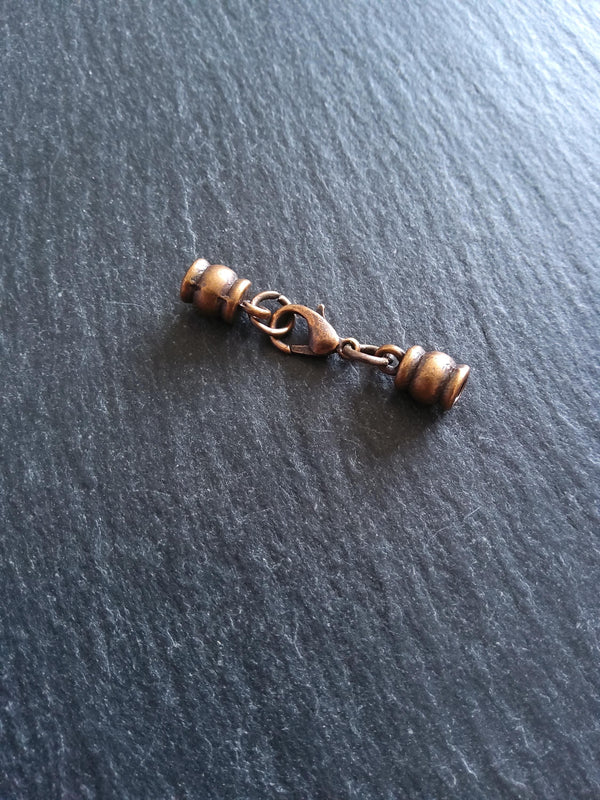 5 or 25 Antique Copper Barrel End Cap Sets for 2.5mm Cord Necklaces with or without Extender Chain (3mm caps)