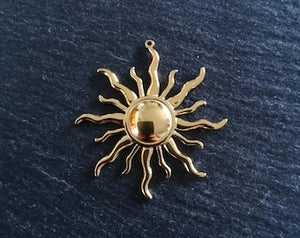 Gold Stainless Steel Sun Charms 42x39x3.5mm - ContentedCatz