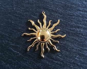 Gold Stainless Steel Sun Charms 42x39x3.5mm - ContentedCatz