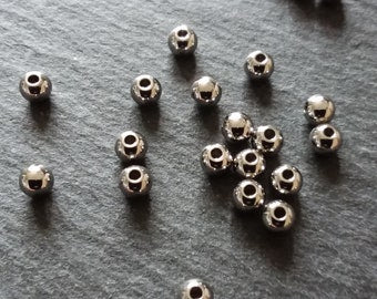 20 or 100 Stainless Steel 4mm Solid Round Spacer Beads Hole: 1.5mm - ContentedCatz