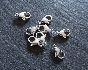 5 or 25 Genuine 925 Sterling Silver Plated 12mm Stainless Steel Lobster Clasps 12x7mm - ContentedCatz