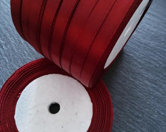 Single Face Wine Red Satin Polyester Ribbon 1/4 inch (6mm) approx. 23m/roll - ContentedCatz