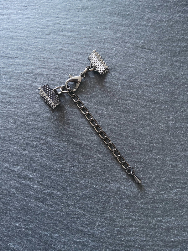 5 Gunmetal Crimp End Sets for 6mm, 8mm, 10mm, 13mm, 16mm, 20mm or 30mm Wide Chokers - ContentedCatz