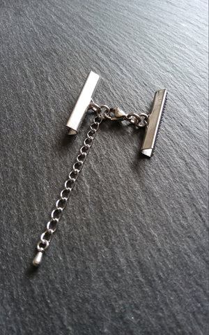 4 or 20 Stainless Steel Crimp End Sets for 30mm (1 3/16 inch) wide Ribbon or Leather