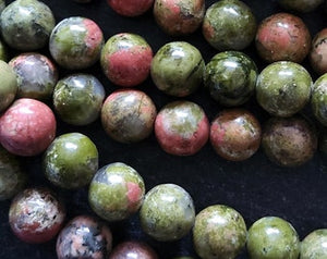 6.5mm Unakite Natural Undyed Green & Pink Round Gemstone Beads Full 15.7 inch Strand