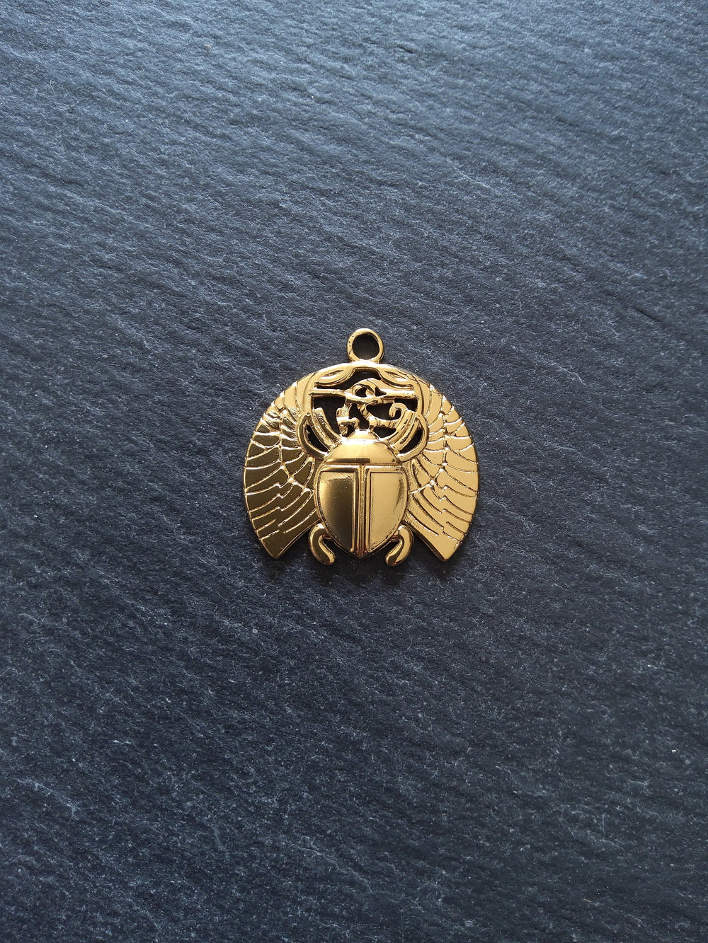 1 or 5 Egyptian Scarab Beatle Charms Real Gold Plated Stainless Steel 25x25x2mm