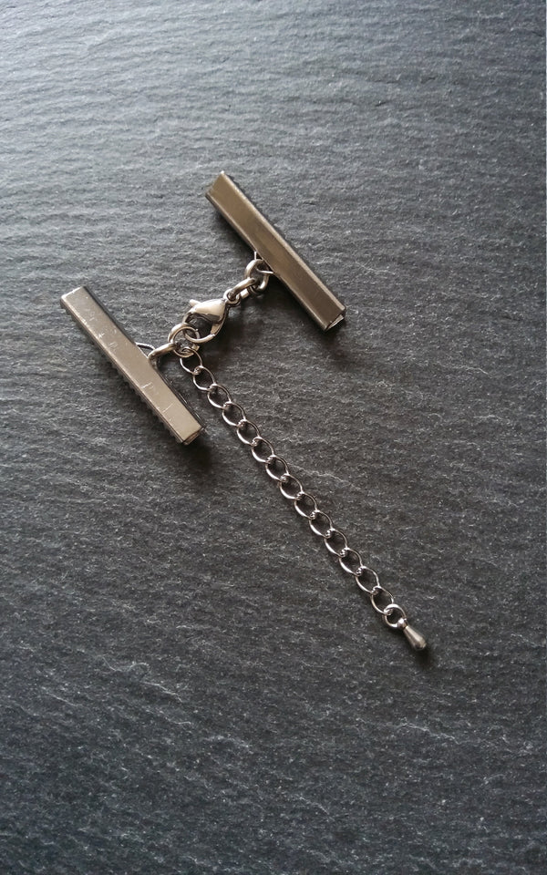 4 or 20 Stainless Steel Crimp End Sets for 30mm (1 3/16 inch) wide Ribbon or Leather