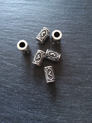 6 or 30 Kenaz < or Kaun Rune Beads Elder Futhark Antique Silver Tone 13x8mm. Large 4.7mm Hole