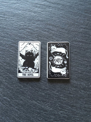 2 or 10 The Devil Cat Tarot Card Charms White & Black Resin 38x23mm