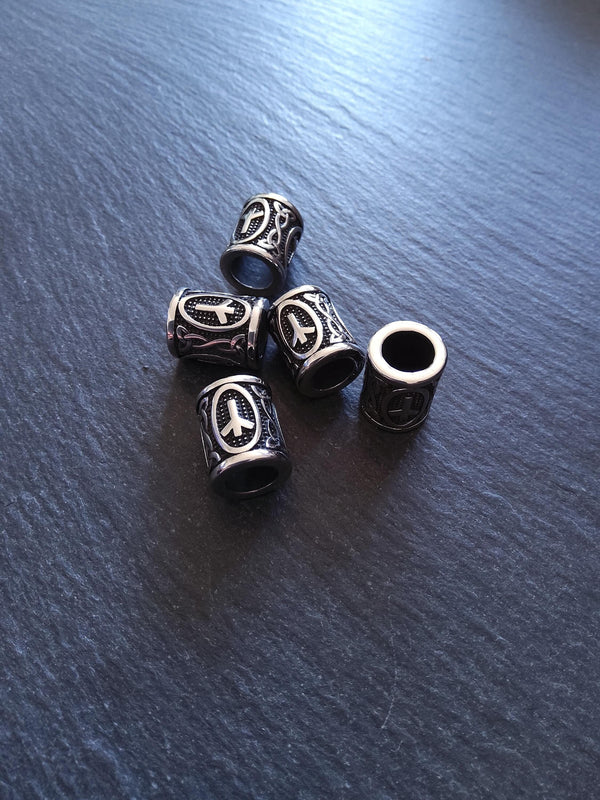 1 or 5 Stainless Steel Algiz ᛉ Rune Beads Elder Futhark 16x13mm Hole: 8mm