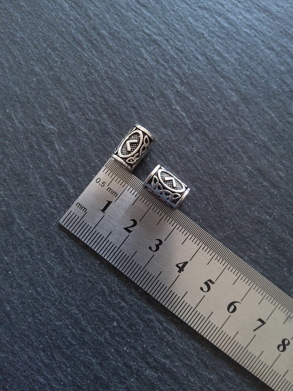 6 or 30 Kenaz < or Kaun Rune Beads Elder Futhark Antique Silver Tone 13x8mm. Large 4.7mm Hole