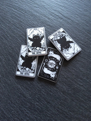 2 or 10 The Devil Cat Tarot Card Charms White & Black Resin 38x23mm