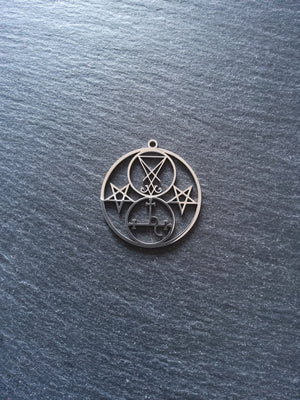 1 or 5 Stainless Steel Sigil of Lucifer & Lilith Pendants 38x35mm