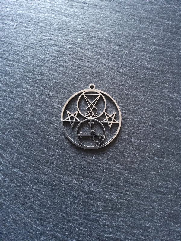 1 or 5 Stainless Steel Sigil of Lucifer & Lilith Pendants 38x35mm