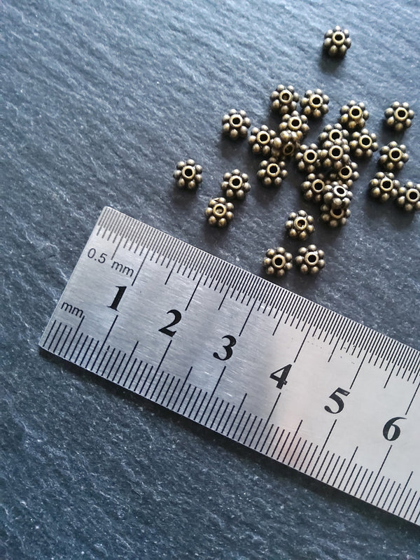 60 or 300 Antique Bronze Tone 5mm Chunky Daisy Spacer Beads 5x2.3mm