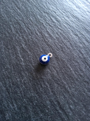 6 or 30 Evil Eye Charms Stainless Steel with Blue & White Enamel 8.5x6x4mm