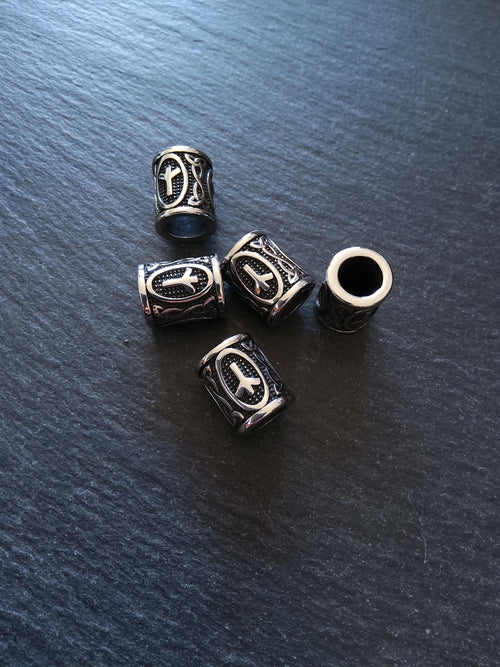 1 or 5 Stainless Steel Algiz ᛉ Rune Beads Elder Futhark 16x13mm Hole: 8mm