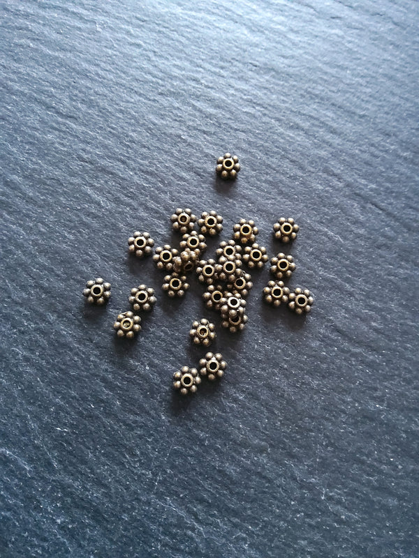 60 or 300 Antique Bronze Tone 5mm Chunky Daisy Spacer Beads 5x2.3mm