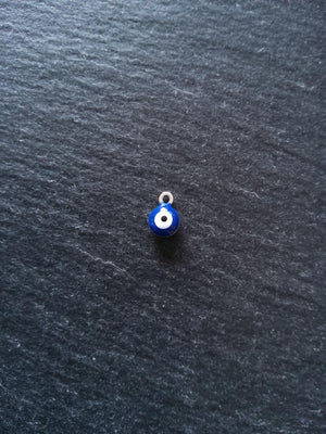 6 or 30 Evil Eye Charms Stainless Steel with Blue & White Enamel 8.5x6x4mm