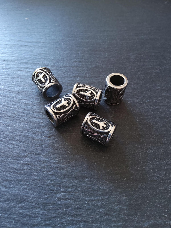 1 or 5 Stainless Steel Algiz ᛉ Rune Beads Elder Futhark 16x13mm Hole: 8mm
