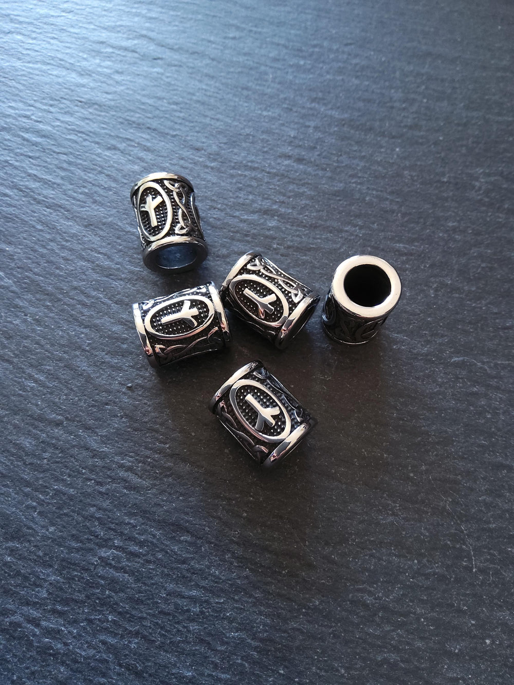 1 or 5 Stainless Steel Algiz ᛉ Rune Beads Elder Futhark 16x13mm Hole: 8mm