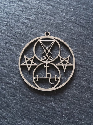 1 or 5 Stainless Steel Sigil of Lucifer & Lilith Pendants 38x35mm