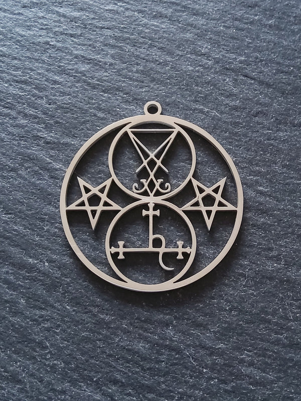 1 or 5 Stainless Steel Sigil of Lucifer & Lilith Pendants 38x35mm