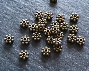 60 or 300 Antique Bronze Tone 5mm Chunky Daisy Spacer Beads 5x2.3mm